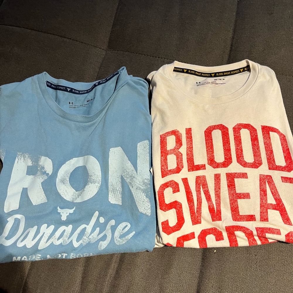 Lot of 2 Underarmour Project Rock tshirts